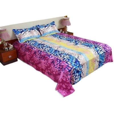 Picture of Double Size Cottont Bed Sheet with Matching 2 Pillow Covers Multicolor