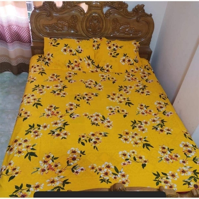 Picture of Double Size Cottont Bed Sheewith Matching 2 Pillow Covers - Multicolor