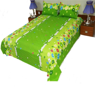 Picture of Cotton Fabric Multicolor Print 7.5 by 8.5 Feet Double King Size Bedsheet Set with Two Pillow Covers Multicolor