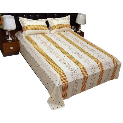 Picture of Double Size Cottont Bed Sheet with Matching 2 Pillow Covers Multicolor