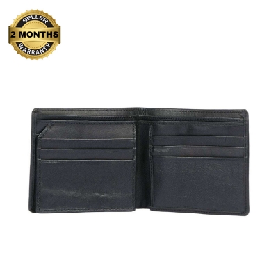 Picture of leather wallet PREMIUM stylish fashionable 3 part black   pure leather wallet