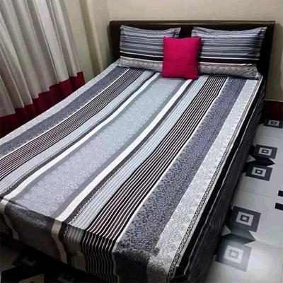 Picture of Double Size Cottont Bed Sheewith Matching 2 Pillow Covers - Multicolor