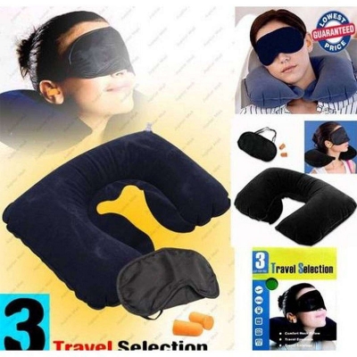 Picture of Travel Selection 3 in 1 with Comfort Neck Pillow Sleeping Eye Mask & Travel Earplug Set Multicolor