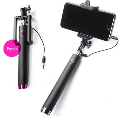 Picture of Luxury Extendable Selfie Stick Stainless Steel Adjustable Holder for Smartphones 78cm Black