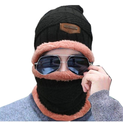 Picture of Winter Hats Fashion Knitted Black Hats Falls Hats Thick and Warm and Bonnet Scalise Beanie Soft Knitted Beanie Cotton