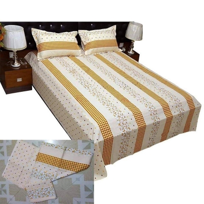 Picture of Double Size Cottont Bed Sheet with Matching 2 Pillow Covers Multicolor