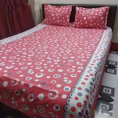 Picture of Double King Size Cotton Bed Sheet With  2 Pillow Covers - Multicolor