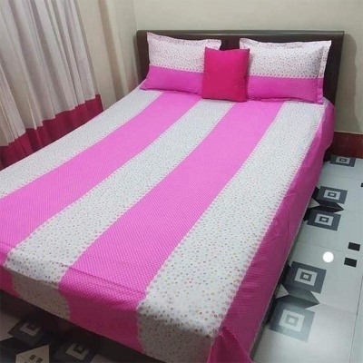 Picture of Double Size Cottont Bed Sheet with Matching 2 Pillow Covers Multicolor