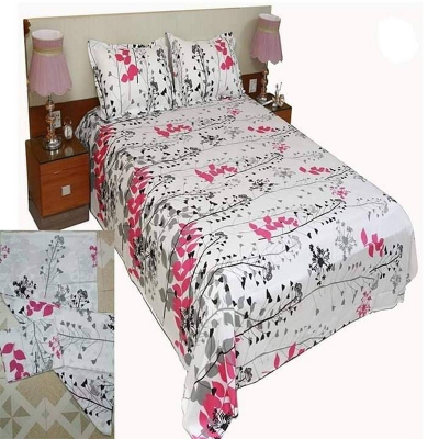 Picture of Double Size Cottont Bed Sheet With  2 Pillow Covers Multicolor
