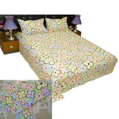 Picture of Double Size Cottont Bed Sheet With  2 Pillow Covers Multicolor
