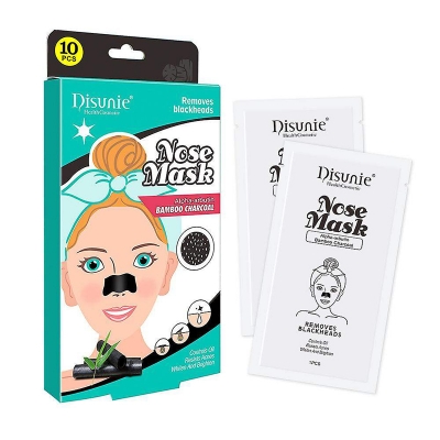 Picture of Disunie 10pcs Deep Cleansing Bamboo Charcoal Blackhead Nose Pore Cleaning Blackheads Remover Nose Patch Mask Sheet 