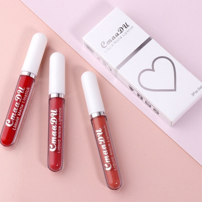 Picture of Cmaa du 3 Color / Set Long Lasting Velvet Matte Liquid Lipstick Makeup Women Beauty Red Nonstick Cup Waterproof Lip stick Lip Gloss 