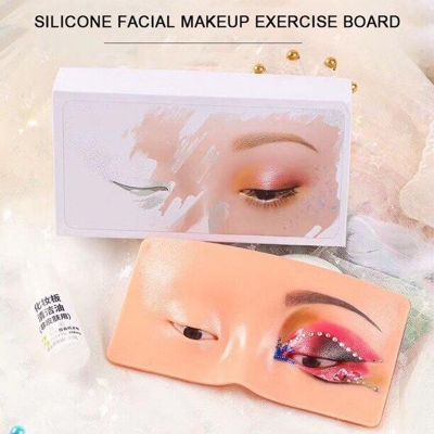 Picture of Practicing Makeup Silicone Face Eye Makeup Practice Board Pad for Make Up Face Eyelash Artists Lip Practice Tattoo Skin Colo Multicolor