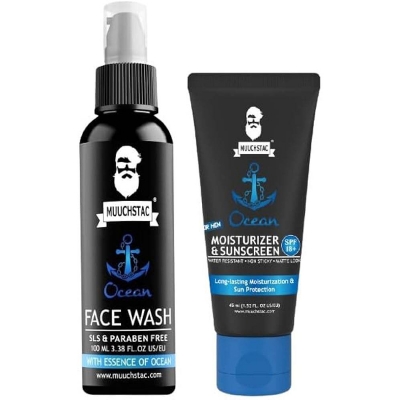 Picture of Muuchstac Ocean Face Wash + Moisturizer & Sunscreen Combo | Men’s Skincare Set for Deep Cleansing, Hydration & Sun Protection 