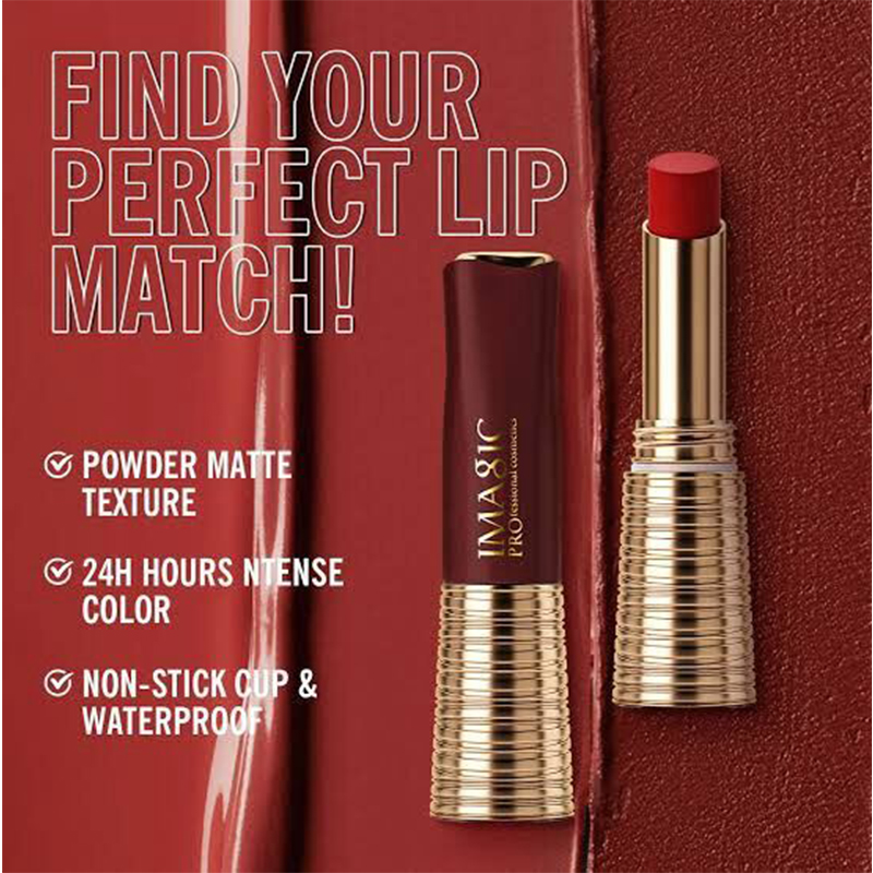 Picture of IMAGIC Lipstick Matte No-stick Lipstick Long Lasting Waterproof Lip Stick Smudge-free Classic Highly Pigmented Lip Tint Makeup 