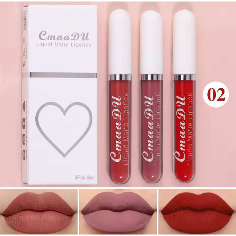 Picture of Cmaa du 3 Color / Set Long Lasting Velvet Matte Liquid Lipstick Makeup Women Beauty Red Nonstick Cup Waterproof Lip stick Lip Gloss 