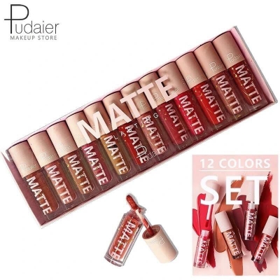 Picture of Pudaier 12Pcs/Set Velvet Matte Lip Gloss Lipstick Long-lasting Moisturizing Waterproof 