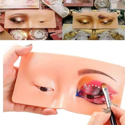 Picture of Practicing Makeup Silicone Face Eye Makeup Practice Board Pad for Make Up Face Eyelash Artists Lip Practice Tattoo Skin Colo Multicolor