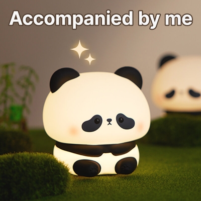 Picture of Panda LED Night Light Patting Lamp Cartoon Children's Nightlight Toy Gift Bedroom Decor Multicolor