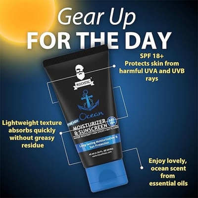 Picture of Muuchstac Ocean Moisturizer & Sunscreen For Men (SPF 18+) – 45ml | Non-Sticky Matte Look & Long-Lasting Hydration Multicolor
