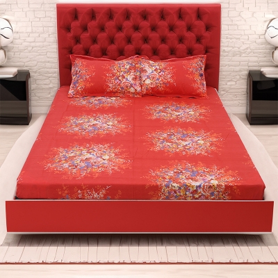 Picture of Digital Home Tex Cotton mixed (পলেস্টার মিক্সড পাতলা কাপড়) 7.5 Feet By 8 Feet King Size Bedsheet With Two Pillow Covers - Bed Sheet Multicolor