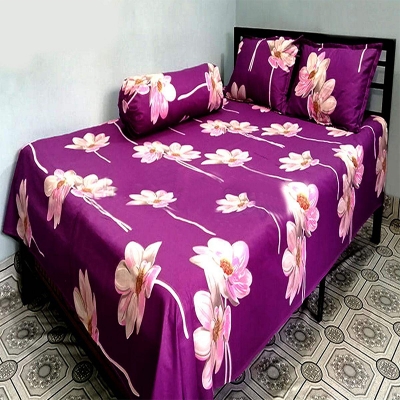 Picture of Cotton Fabric Multicolor Print 7.5 by 8.5 Feet Double King Size Bedsheet Set with Two Pillow Covers Multicolor