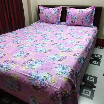 Picture of Cotton Fabric Multicolor Print 7.5 by 8.5 Feet Double King Size Bedsheet Set with Two Pillow Covers Multicolor