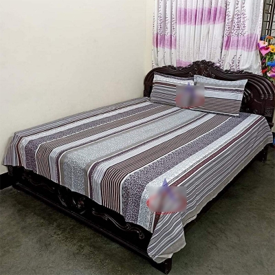 Picture of Cotton Fabric Multicolor Print 7.5 by 8.5 Feet Double King Size Bedsheet Set with Two Pillow Covers Multicolor