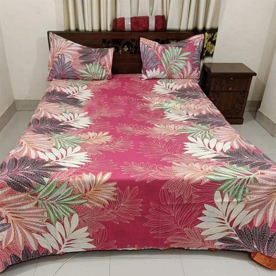 Picture of Enhance Your Sleep Space: Double King Size Bedsheet Set (7.5x8.5 ft) with Pillow Covers - Cotton Multicolor Print for Cozy Nights Multicolor