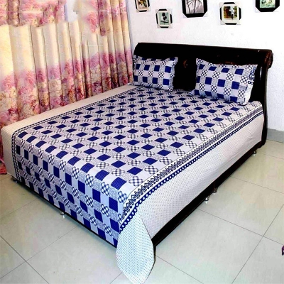 Picture of Cotton Fabric Multicolor Print 7.5 by 8.5 Feet Double King Size Bedsheet Set with Two Pillow Covers Multicolor