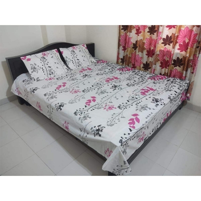 Picture of Cotton Fabric Multicolor Print 7.5 by 8.5 Feet Double King Size Bedsheet Set with Two Pillow Covers Multicolor