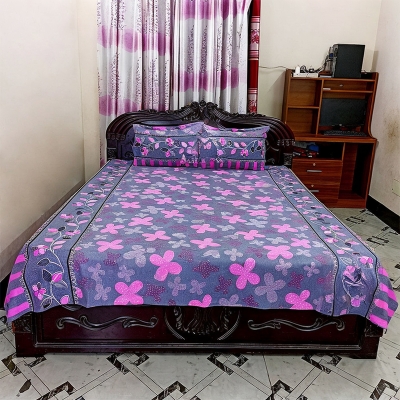 Picture of Cotton Fabric Multicolor Print 7.5 by 8.5 Feet Double King Size Bedsheet Set with Two Pillow Covers Multicolor