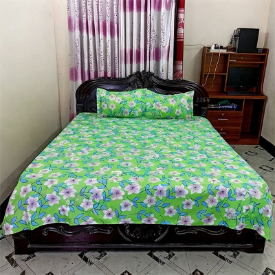 Picture of Cotton Fabric Multicolor Print 7.5 by 8.5 Feet Double King Size Bedsheet Set with Two Pillow Covers Multicolor