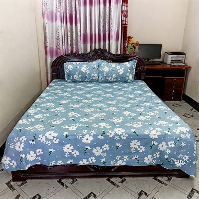 Picture of Cotton Fabric Multicolor Print 7.5 by 8.5 Feet Double King Size Bedsheet Set with Two Pillow Covers Multicolor