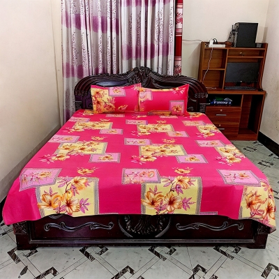 Picture of Cotton Fabric Multicolor Print 7.5 by 8.5 Feet Double King Size Bedsheet Set with Two Pillow Covers Multicolor
