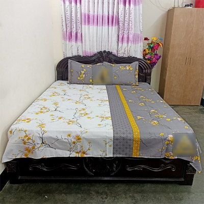 Picture of Cotton Fabric Multicolor Print 7.5 by 8.5 Feet Double King Size Bedsheet Set with Two Pillow Covers Multicolor