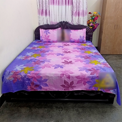 Picture of Cotton Fabric Multicolor Print 7.5 by 8.5 Feet Double King Size Bedsheet Set with Two Pillow Covers Multicolor