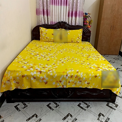 Picture of Cotton Fabric Multicolor Print 7.5 by 8.5 Feet Double King Size Bedsheet Set with Two Pillow Covers Multicolor