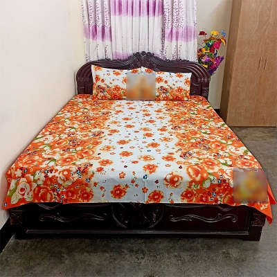 Picture of Cotton Fabric Multicolor Print 7.5 by 8.5 Feet Double King Size Bedsheet Set with Two Pillow Covers Multicolor