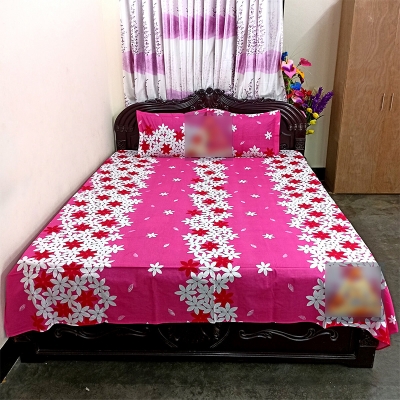 Picture of Cotton Fabric Multicolor Print 7.5 by 8.5 Feet Double King Size Bedsheet Set with Two Pillow Covers Multicolor