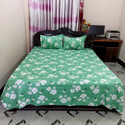 Picture of Bed Sheet 100% Cotton King Size Bed Sheet Set with Two Pillow Covers Multicolor