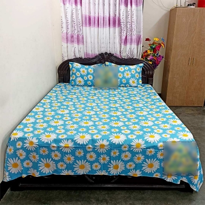 Picture of Bed Sheet 100% Cotton King Size Bed Sheet Set with Two Pillow Covers Multicolor