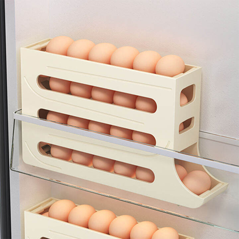 Picture of 4 Tiers Egg Holder for Fridge: 30 Eggs Auto Rolling Egg Dispenser, Space-Saving Egg Dispenser Holder, Fridge Egg Storage Rack Large Capacity Egg Organizer for Refrigerator Kichen Cabinet (Yellow) -Best Rate Multicolor