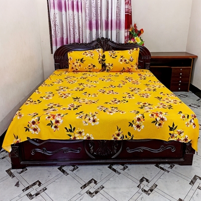 Picture of Bed Sheet 100% Cotton King Size Bed Sheet Set with Two Pillow Covers Multicolor