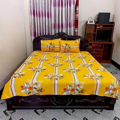 Picture of Bed Sheet 100% Cotton King Size Bed Sheet Set with Two Pillow Covers Multicolor