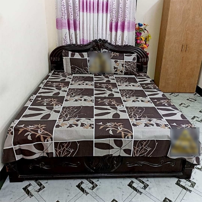 Picture of Bed Sheet 100% Cotton King Size Bed Sheet Set with Two Pillow Covers Multicolor