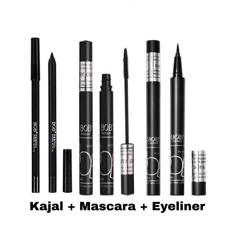 Picture of Bob Kajal Mascara Eyeliner 3 in 1 Set Beauty Makeup Kit for Women Darker Looking Eyes 