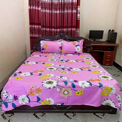 Picture of Cotton Multicolor King Size Bed sheet With Two Matching Pillow Covers Multicolor