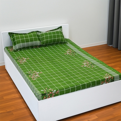 Picture of Digital Home Tex Cotton mixed (পলেস্টার মিক্সড পাতলা কাপড়) 7.5 Feet By 8 Feet King Size Bedsheet With Two Pillow Covers - Bed Sheet Multicolor