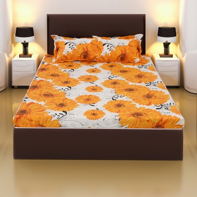 Picture of Digital Home Tex Cotton mixed (পলেস্টার মিক্সড পাতলা কাপড়) 7.5 Feet By 8 Feet King Size Bedsheet With Two Pillow Covers - Bed Sheet Multicolor